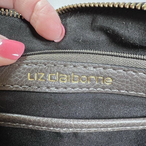 Liz Claiborne Kelsey Handbag Purse Mini Tote 7.5" Black & Grey Vegan Leather - Picture 12 of 16